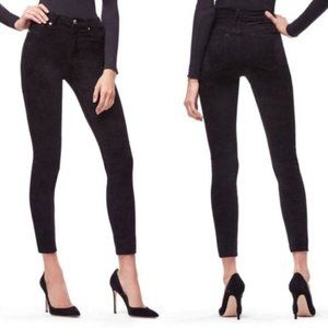 Good American Good Legs Crop Suede Black 033 NWOT